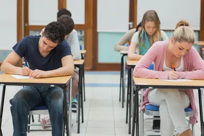 Students writing a test